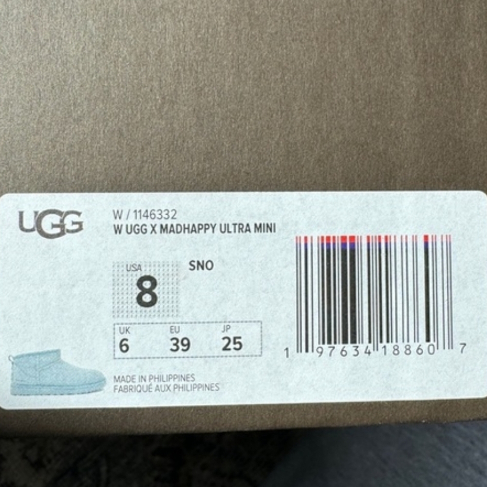 NIB UGG X MADHAPPY ULTRA MINI SNOW SUEDE CLASSIC WOMEN'S BOOTS SIZE US 8/UK 6‎ - Picture 8 of 8
